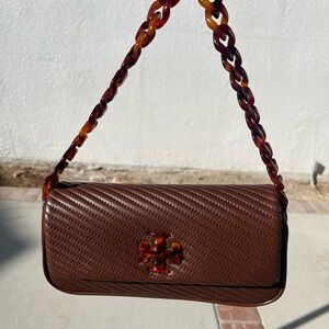 Tory Burch Kira Moto ~ Quilted Shoulder Bag with Tortoiseshell Chain